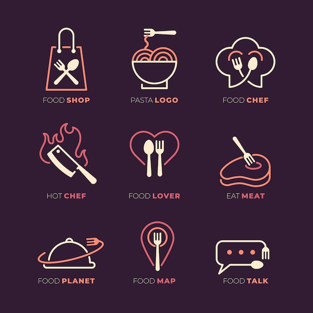 Vektor food- und restaurant-logo-set