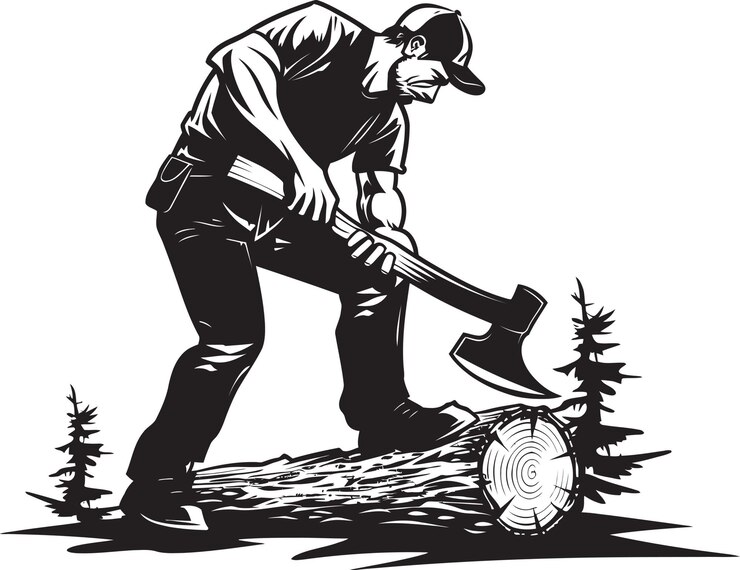 Forest Fury Vector Design Baumfäller-Expertensymbol