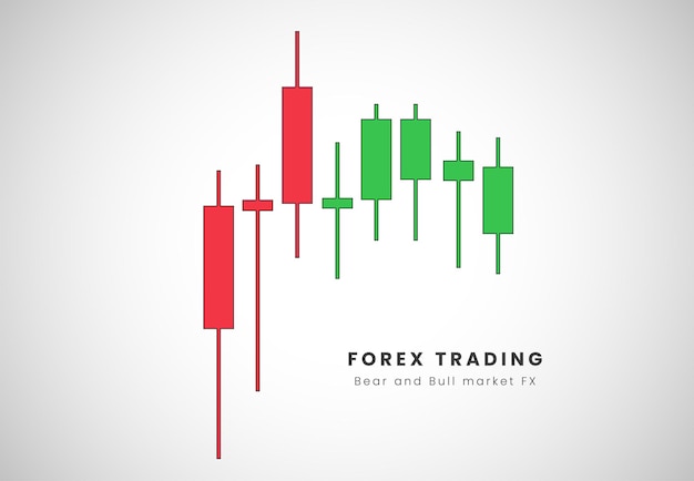 Forex-Preisaktionskerzen für rote und grüne Forex-Trading-Charts in Signalvektorillustration