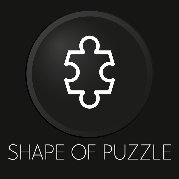 Form des minimalen Vektorliniensymbols des Puzzles auf 3D-Knopf lokalisiert auf schwarzem Hintergrund Premium-Vektor
