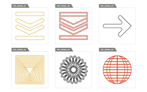 Formen des Brutalismus Große Reihe von Retro-Objekten für das Design Flache minimalistische Symbole