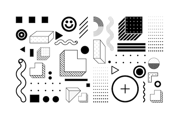 Formen mit geometrischen Elementen Komposition Grafiksammlung für Design-Projekt