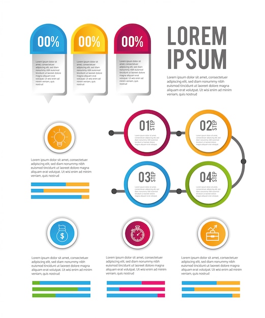 Vektor fortschritt der infografik-geschäftsdaten