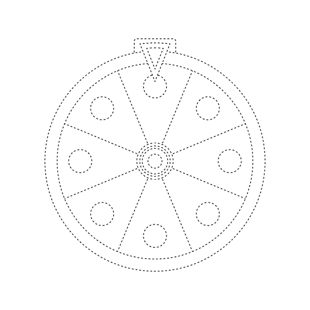 Vektor fortune wheel tracing arbeitsblatt für kinder