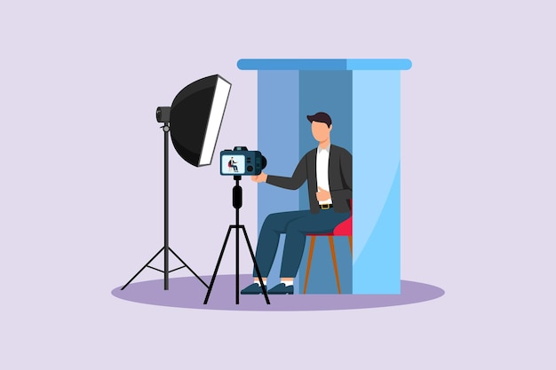 Foto Box Session Konzept Farbige flache Vektor-Illustration isoliert