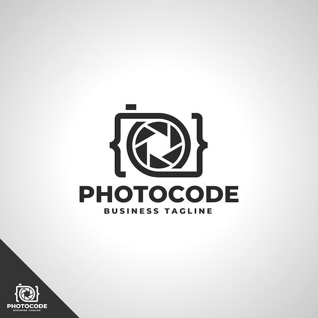 Vektor foto-code-kamera-logo-vorlage