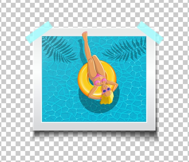 Foto mit einem mädchen, das im pool schwimmt