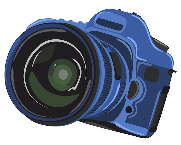 Fotoapparat. Blaues Kameragehäuse.