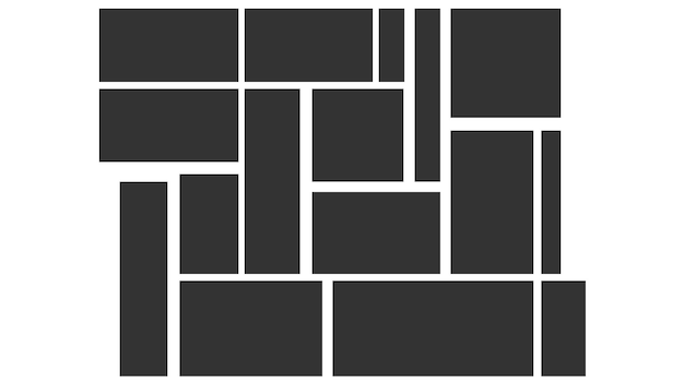 Vektor fotocollage-vorlage aus 14 teilen symmetrische leere quadratische rahmen für die albumgalerie