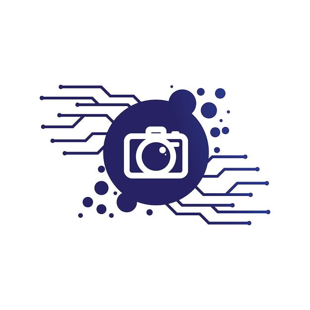 Fotografie-kamera-logo-symbol-vektor-design-vorlage isoliert auf schwarzem hintergrund