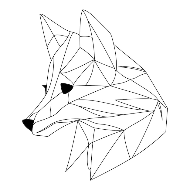 Vektor fox-logo-design abstrakter schwarzer polygonfuchskopf ruhiges fuchsgesicht