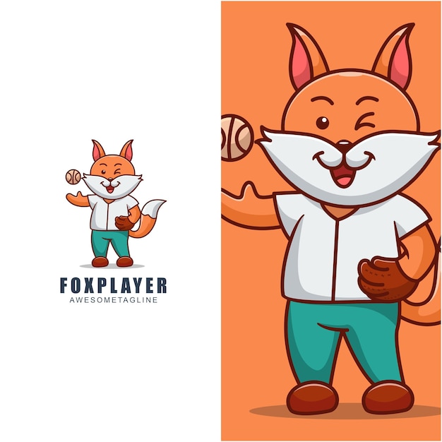 Vektor fox-spieler-charakter-maskottchen-design