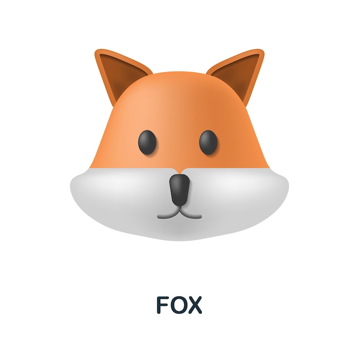 Vektor fox-symbol 3d-illustration aus der tierkopfsammlung creative fox 3d-symbol für webdesign-vorlagen, infografiken und mehr