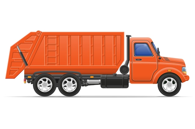 Fracht-LKW entfernen Müll-Vektor-Illustration isoliert auf weißem Hintergrund