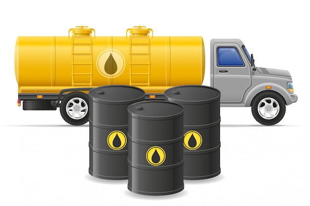Vektor fracht-lkw-lieferung und transport des brennstoffs für transportkonzept vector illustration