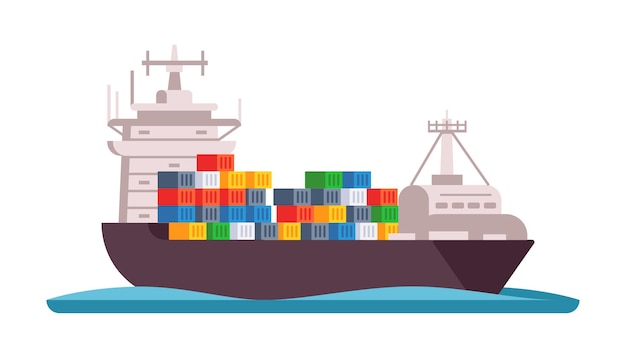 Frachtschiff mit Containern Bargeschifffracht Industrielle kommerzielle Lieferung und logistische Dienstleistungen