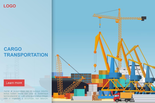 Frachttransport, Logistikunternehmen Schiffszustellung Landingpage Vorlage