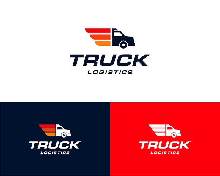 Vektor frachtwagen frachtwagen logistik schnelle lieferung frachtverkehr vektor logo design illustration