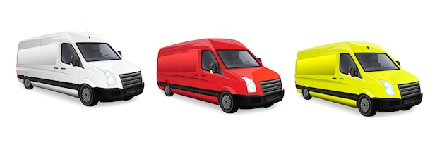 Frachtwagen-Vektor-Illustration auf weiß. Kommerzielle Kleinbus-Vorlage für die Stadt. Isoliertes realistisches Lieferfahrzeug. Ansicht von rechts.