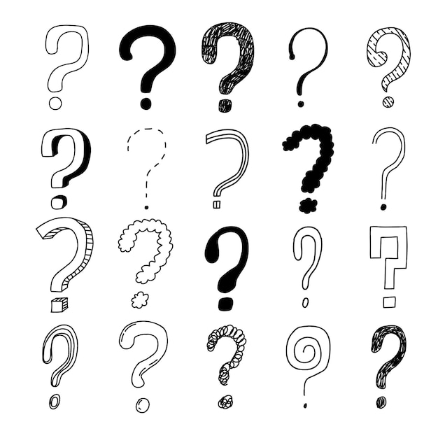 Fragezeichen Handgezeichnetes Doodle fragen Zeichensatz Vektor Wer Warum FAQ-Symbol