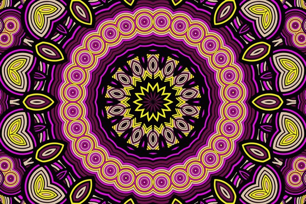 Fraktaler abstrakter Hintergrund mit einer ungewöhnlichen abstrakten Blume in der Mitte und einer fraktalen Verzierung in Form von Spiralen in einem Kreis