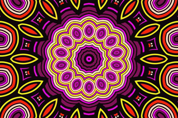Fraktaler abstrakter Hintergrund mit einer ungewöhnlichen abstrakten Blume in der Mitte und einer fraktalen Verzierung in Form von Spiralen in einem Kreis