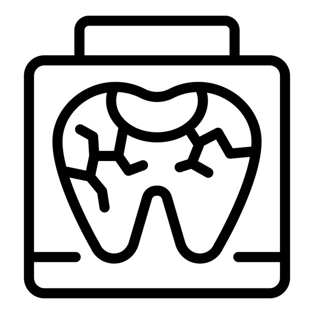 Frakturierte zahn-icon-umriss-vektor mund-zahn-krankheit