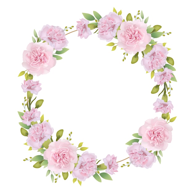 Frame hintergrund floral mit rosa nelken