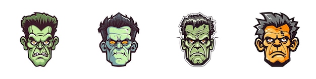 Frankenstein-kopf-symbol cartoon-vektorillustration