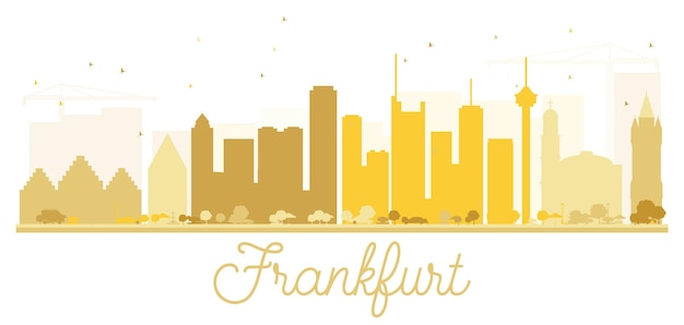 Vektor frankfurt city skyline goldene silhouette. vektor-illustration. einfaches flaches konzept für tourismuspräsentation, banner, plakat oder website. geschäftsreisekonzept. stadtbild mit wahrzeichen.