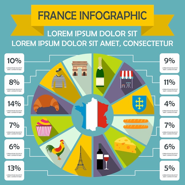 Frankreich infographik elemente im flachen stil für jedes design