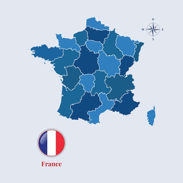 Frankreich karte und flagge flaggenkarte von frankreich vektor