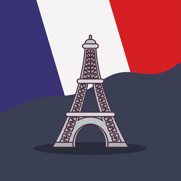 Frankreich Kultur mit Flagge und Eiffelturm