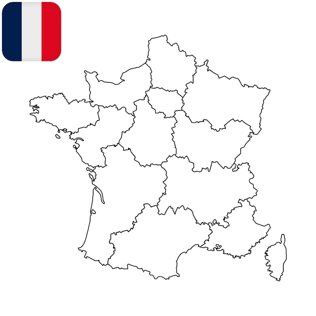 Vektor frankreich mit regionen vektorillustration