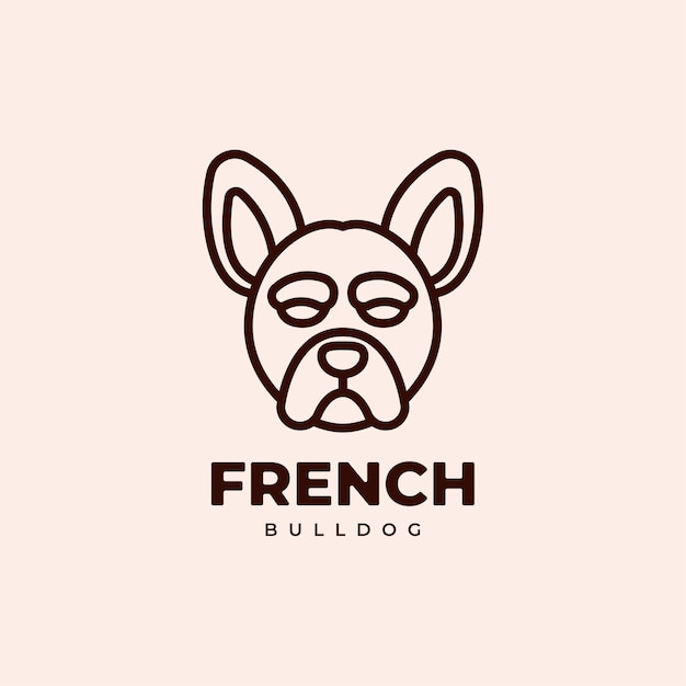 Französische bulldogge geometrisches monoline-logo-design
