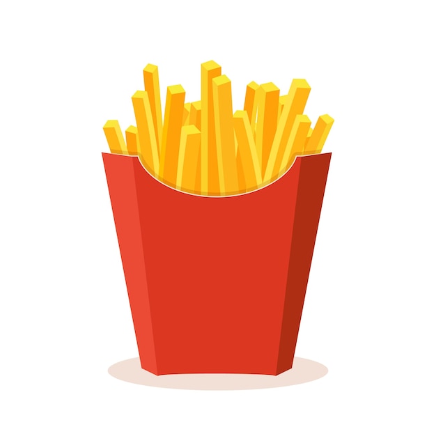 Französische Kartoffelpackung Cartoon Fastfood Bratkartoffel isolierte Illustration