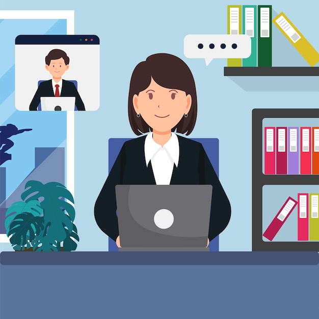 Frau arbeitet mit Laptop