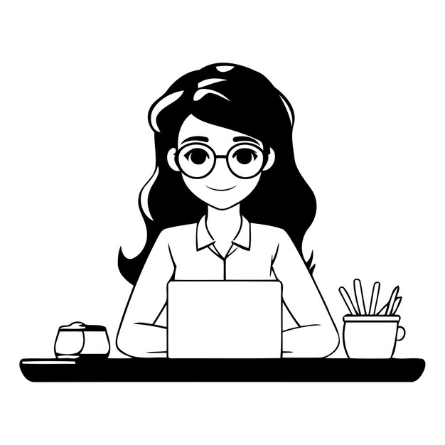 Frau arbeitet zu hause an einem laptop freelance-fernarbeitskonzept vektorillustration