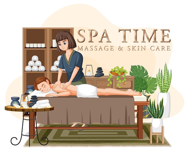 Frau bekommt Rückenmassage Spa