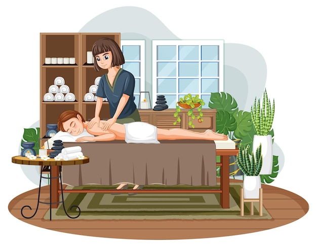 Frau bekommt Spa-Körpermassage