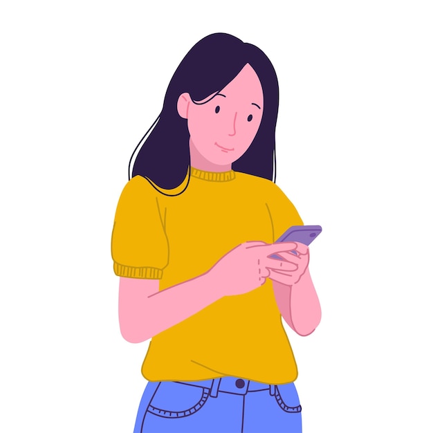 Frau benutzt Smartphone