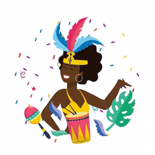 Frau, die Brasilien-Karnevalsvektorillustration feiert