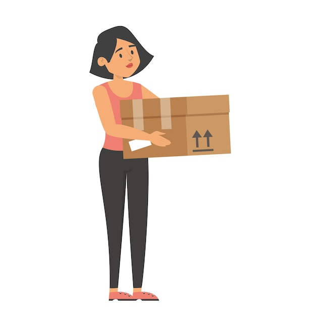 Frau, die eine Box hält.