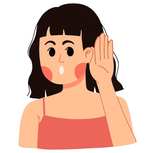 Frau, die neugierige Hörtaubheit belauscht, belauscht Illustration