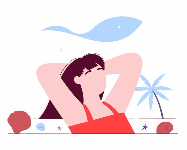 Frau, die sich am Strand entspannt