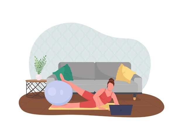 Vektor frau, die yoga beim arbeiten illustration tut