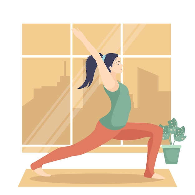 frau, die yogaillustration tut