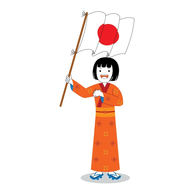 Frau feiern japan-unabhängigkeitstag-vektorillustration
