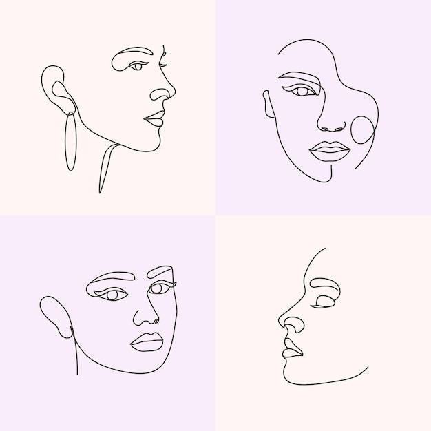 Frau Gesicht Linie Kunstsammlung abstrakte Strichzeichnung Schönheit Mädchen weibliches Gesicht Illustration