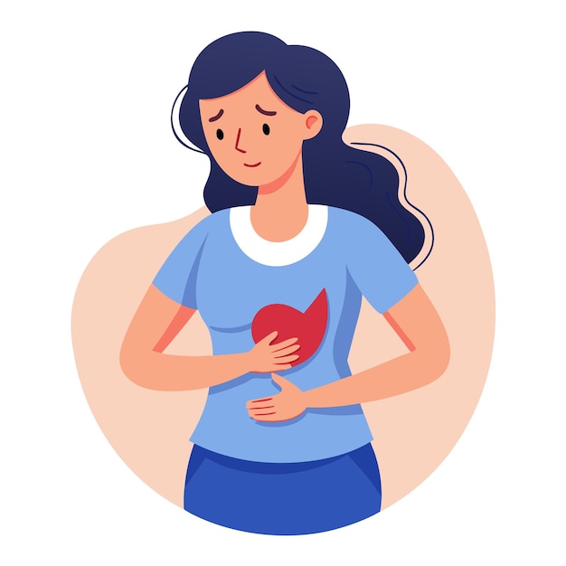 Frau hält Bauch in Schmerzen Gesundheit Vektor-Illustration